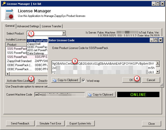 How to activate a license key (FULL or TRIAL Extension) – ZappySys